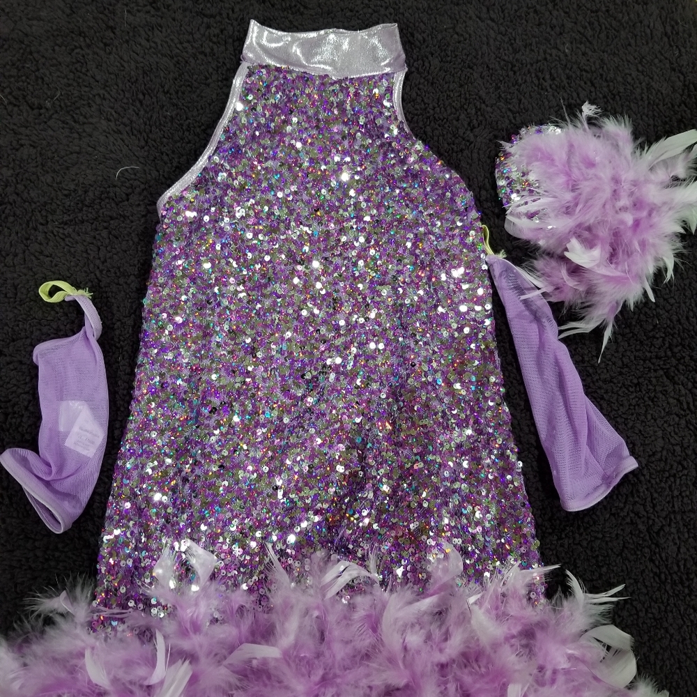 Purple sequins dance costume